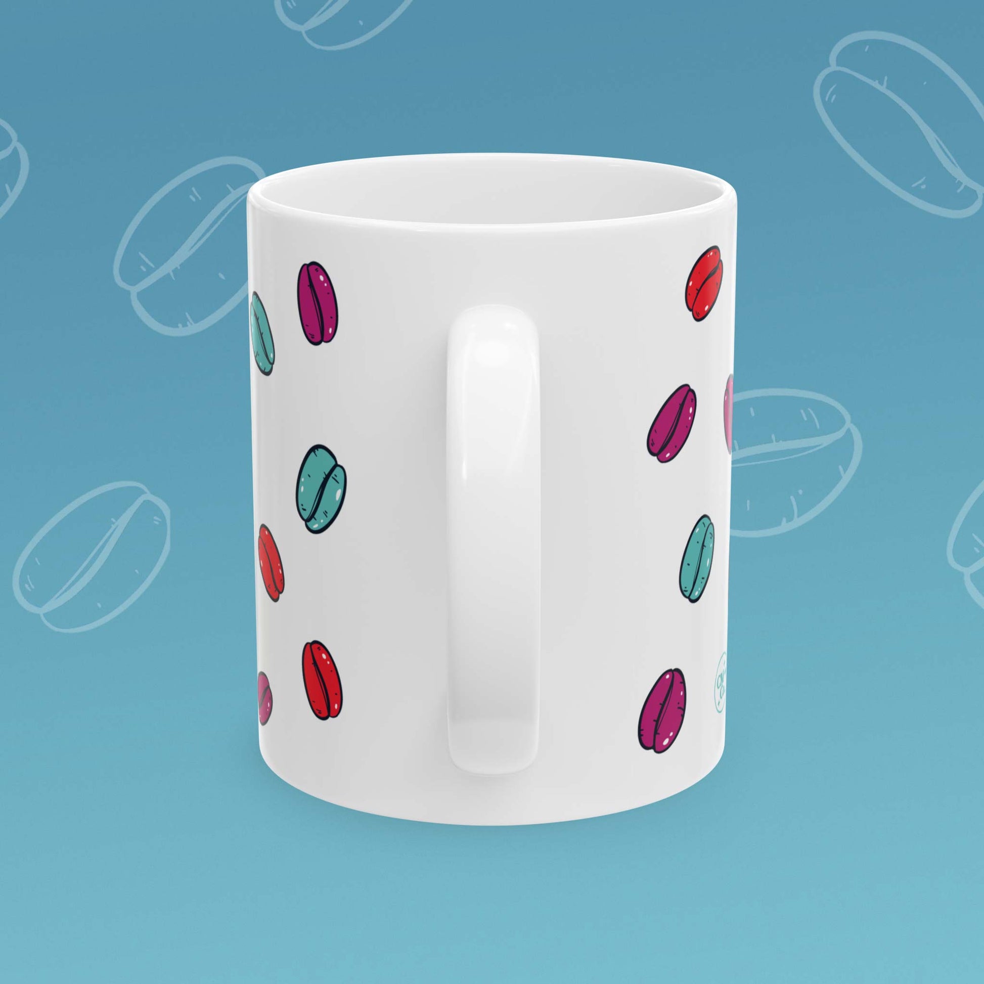 Coffee mug with coffee bean pattern