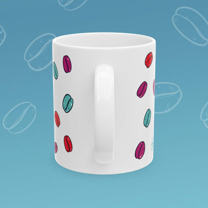 Coffee mug with coffee bean pattern