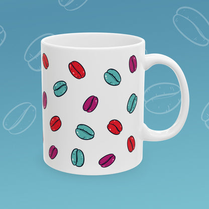 Coffee mug with coffee bean pattern