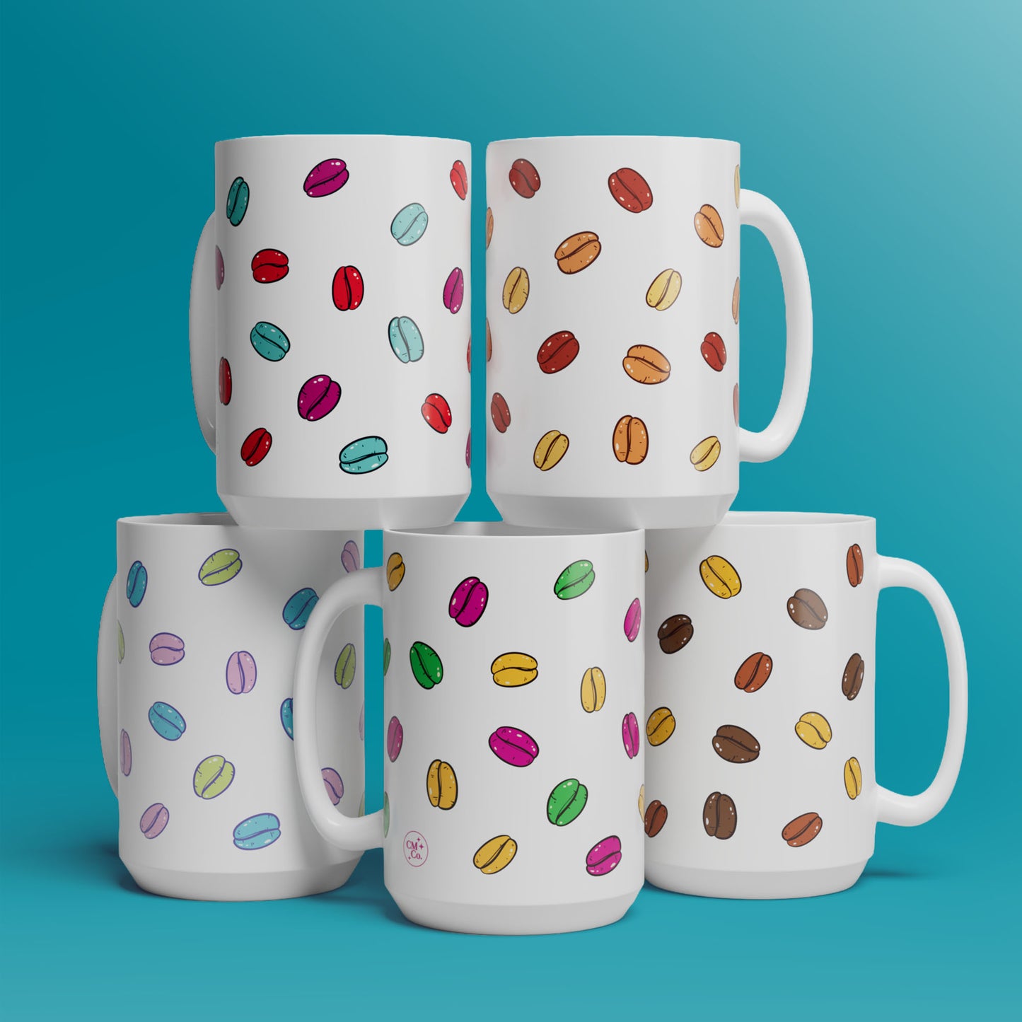 Beans Pattern Mug (5 colors)  - 11oz & 15oz Coffee Mug