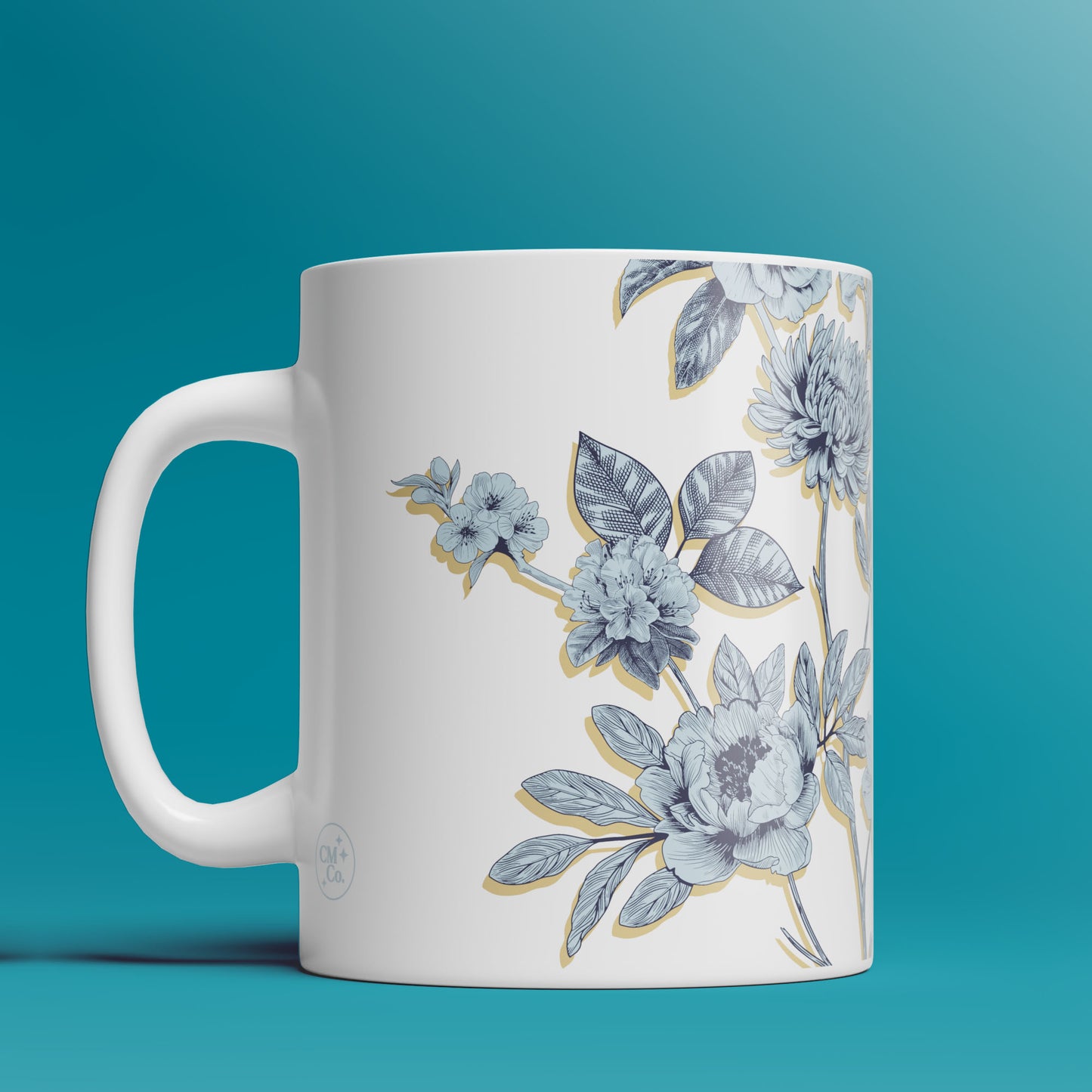 Blue Floral Mug  - 11oz & 15oz Coffee Mug