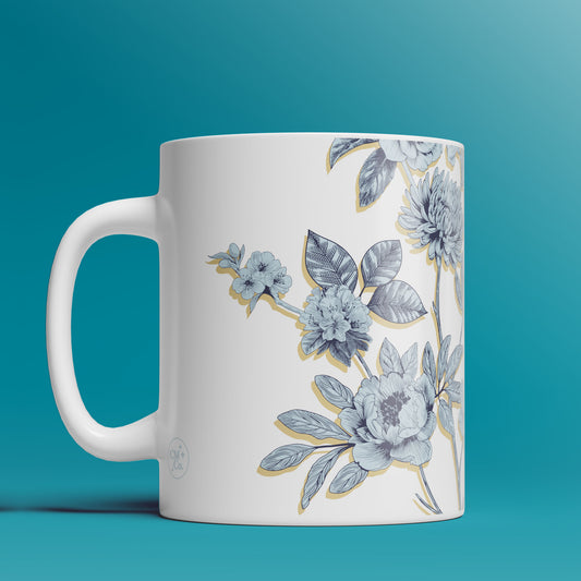 Blue Floral Mug  - 11oz & 15oz Coffee Mug
