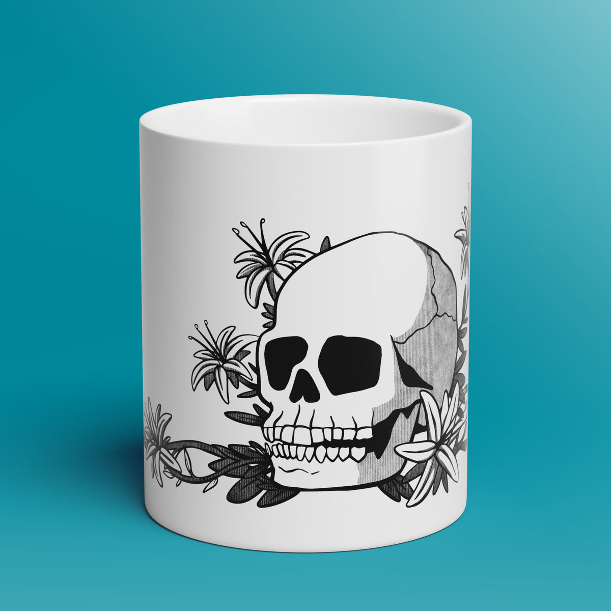 Skull and Lilies Mug